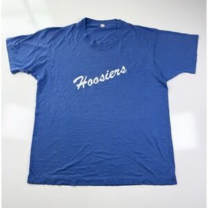 Vintage 80s 90s Hoosiers Blue Graphic T Shirt Rare Size L Single Stitch Retro